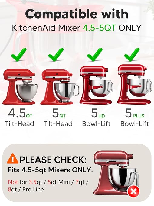 Silicone Kitchen Aid Splash Guard for Stand Mixer & Tilt Head Mixer, 4.5-5QT Mixing Bowl Pouring Shield & Flour Funnel, Kitchen Aid Accessories and Attachments - (Transparent)