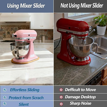 Bamboo Mixer Slider Compatible with KitchenAid 4.5-5 Qt Tilt-Head Stand Mixer, Appliance Sliding Mat Accessories for Kitchen Aid, Countertop Moving Tray Attachments Fits for KitchenAid Artisan