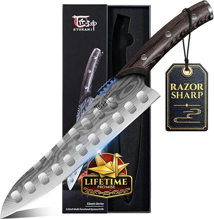 SYOKAMI Gyutou Chef Knife, 9.5 Inch Japanese Style Multi-purpose Kitchen Knife, Ultra Sharp Durable Professional-grade for Slicing, Chopping, Dicing, Ergonomic Anti-slip Handle, Trusted by chefs