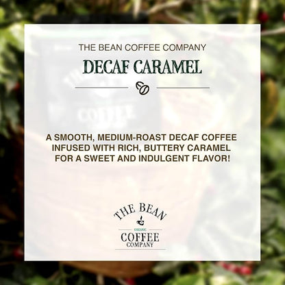 The Bean Organic Coffee Company Water Processed DECAF Caramel, Medium Roast, Ground Coffee, 5-Pound Bag, Café Molido Tostado Orgánico descafeinado