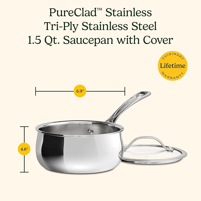 Cuisinart PureClad™ Triple-Ply 1.5 Qt. Stainless Steel Saucepan with Cover, PCT19-16