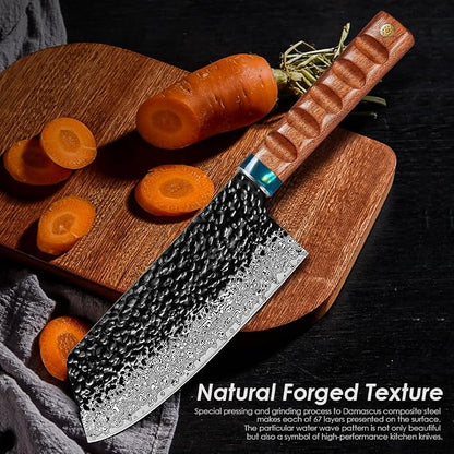 KEENZO Damascus Chinese kitchen knife 8 inch,Professional kitchen knives,Sharp Damascus knife,Ergonomic rosewood handle with gift box for Home & Restaurant