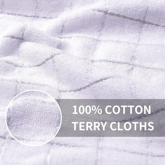 Homaxy 100% Cotton Terry Kitchen Towels(White, 13 x 28 inches), Checkered Designed, Soft and Super Absorbent Dish Towels, 6 Pack