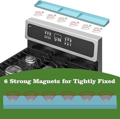 30 Inch Silicone Stove Top Shelf Magnetic for Kitchen, Strong Magnetic Heat Resistant Spice Rack Organizer for Over Stove Oven - (Blue)