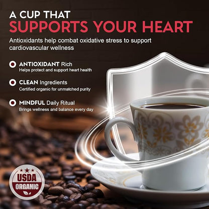 Cardiology Coffee – Whole Bean Coffee – USDA Certified Organic, Mold Free 12oz Premium Medium Roast Organic Coffee Beans with Antioxidant Benefits – Perfect for Heart Healthy Lifestyle
