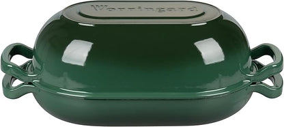 VORRINGARD Enameled Cast Iron Sourdough Bread Oven, Dutch Oven, Loaf Cast Iron Bread Pan for Homemade Bread Baking, Meatloaf Pan with Lid, 5QT, Dark Green