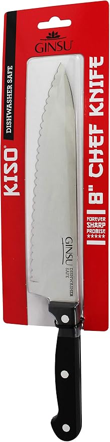 GINSU Kiso 8" Chef Knife, Black - Dishwasher Safe and Always Sharp