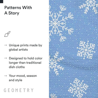 GEOMETRY Holiday Kitchen Dish Cloths - Quick Dry Dishcloths for Kitchen - Premium Dish Rags with Geoweave - 3-Pieces (Frosty, 10"x10")