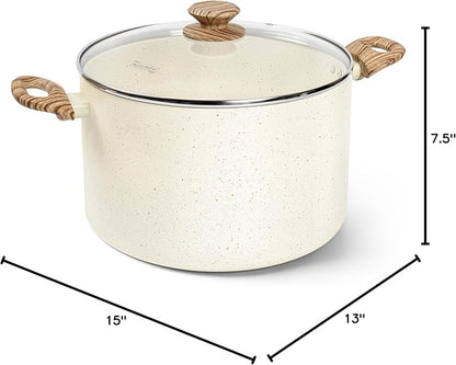 MICHELANGELO 10 Quart Stock Pot with Lid, Large Pot for Cooking, Nonstick Cooking Pot with Healthy Coating, Big Soup Pots Induction Compatible, White