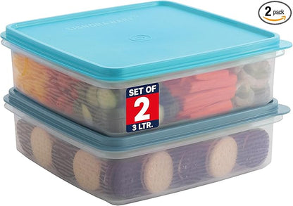 Plastic Storage Containers with Lids – 2-Pack 3L Cupcake Carrier – Leakproof Cookie Storage Containers Airtight – BPA-Free Plastic Containers with Lids for Food Storage, Meal Prep, Leftovers, Cupcakes