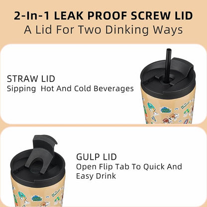 BJPKPK 30oz Tumbler With lid And Straw Stainless Steel Travel Coffee Mug Insulated Tumblers Cups,Spring Party Brown