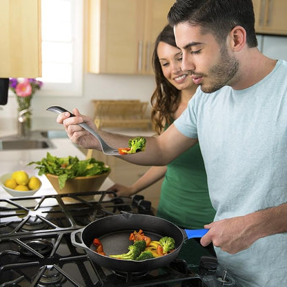 Pre-Seasoned Cast Iron Skillet 12in Iron Pans with One Silicone Hot Handle Holder - 12.5 Inch
