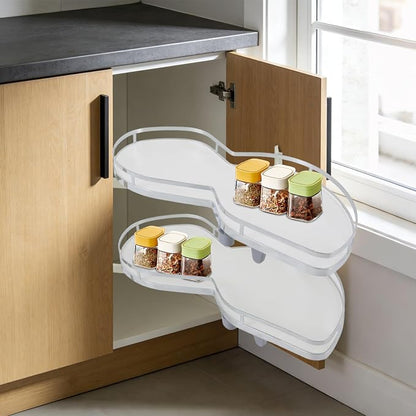 Blind Corner Cabinet Pull Out,2 Tier Swing Right Slide Out Kitchen Corner Cabinet Organizer Shelf ,Adjustable Height Small Space Organizer Soft Close Right Blind Corner Cabinet Pull-Out Organizer
