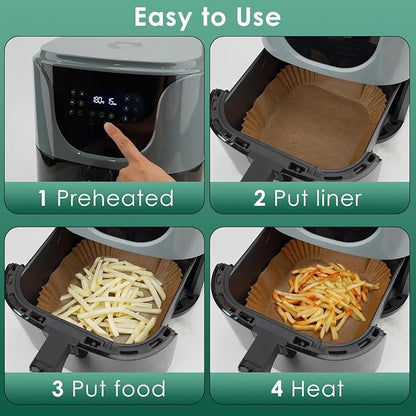 150PCS Small Air Fryer Liners Disposable, 4.7 Inch Parchment Paper for COSORI 2.1 Qt Air Fryer, Square Baking Paper Sheets for Mini Airfryer Basket