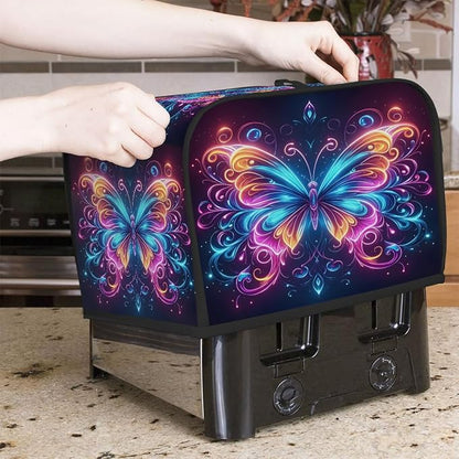 Animal Butterfly Galaxy Toaster Cover 2 Slice Wide Slot Washable Kitchen Appliance Covers Fingerprint Bread Machine Dust Cover Small Toaster Oven Accessories Covers Bread Maker Bag Women Gift