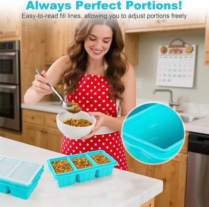 2 Pack Silicone Freezer Molds With Lids,1.5 Cup Silicone Freezer Tray With Lids for Easy Meal Prep Container and Kitchen Storage Solution Perfect for Storing Soup, Sauces, Leftovers and More