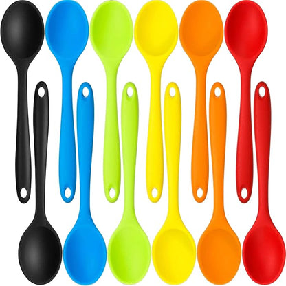 Beieverluck 12 Pack Large Silicone Cooking Spoons 10.8'' Heat Resistant Kitchen Spoons for Cooking Silicone Serving Stirring Mixing Spoons, 6 Colors