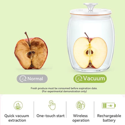 Secura VacGuard Fresh Canister, Electric Vacuum Canister, Smart Storage Container & Coffee Containers for Coffee Beans, Cookie & Pet Food 3 L, 101 oz