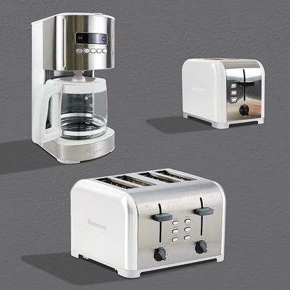 Kenmore drip Coffee Maker - 12 Cup programmable cafe machine with glass pot, regular & bold brew, auto shut off large water reservoir, reusable filter, kitchen appliances for cafeteria barista, White
