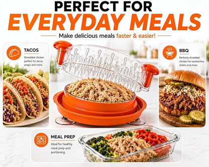 Chicken Shredder Tool Twist – Shred Chicken in Seconds, Easy Meal Prep, BPA-Free, Dishwasher Safe, Anti-Slip Base, Meat Shredder for Chicken Breast, BBQ, Tacos & More