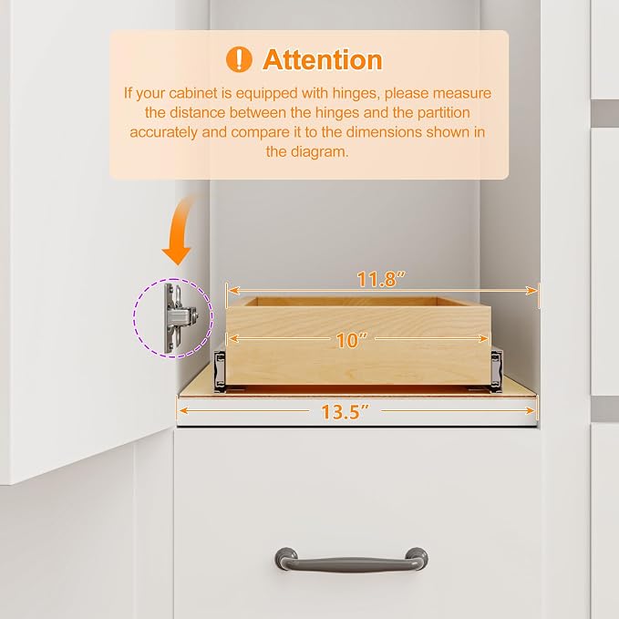 Pull Out Cabinet Organizer, 11" W x 21" D | Soft Close, Heavy Duty Slides, Wood Slide Out Drawers, For Kitchen Cabinets