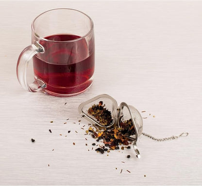 HIC Kitchen Tea Infuser, Heart-Shaped, 18/8 Stainless Steel Mesh, For Loose Leaf Tea and Mulling Spices