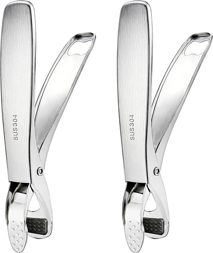 2 Pack Hot Plate Gripper Tongs - 304 Stainless Steel Anti-Scald - Multi-Purpose Bowl Holder Clip for Air Fryer, Instant Pot, Pizza Oven & Kitchen (Lifting & Pouring Accessories)