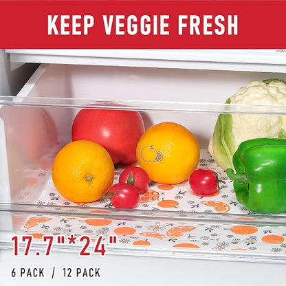 Cooyes Shelf Liners, 2-in-1 Non-Slip Fridge Mats, Absorb Excess Moisture, No-BPA Multiple Sizes for Glass Shelves, Kitchen Cabinets, Drawers (17.7 W x 24 L Inches, Dasiy-6 Pack)