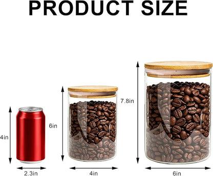 2-piece large capacity glass storage jar with sealed bamboo and wood lid transparent glass container suitable for flour eggs coffee beans tea biscuits and grains