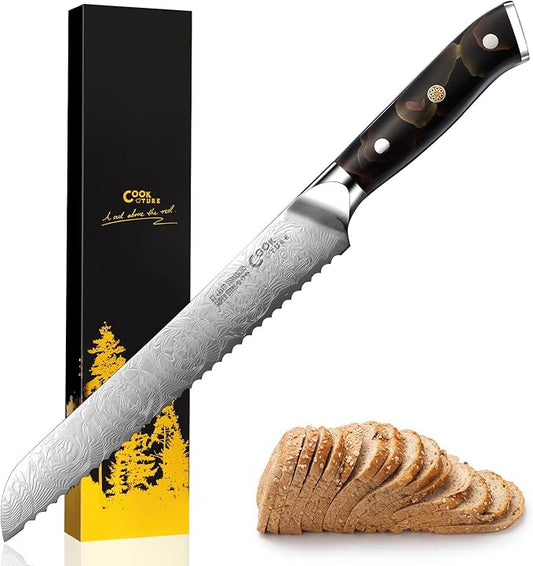 Bread Knife,Serrated Bread Knofe for Homemade Bread and Sourdough,Core Ergonomic Resin Handle in Deluxe Gift Box - Ideal Gift for Men and Women