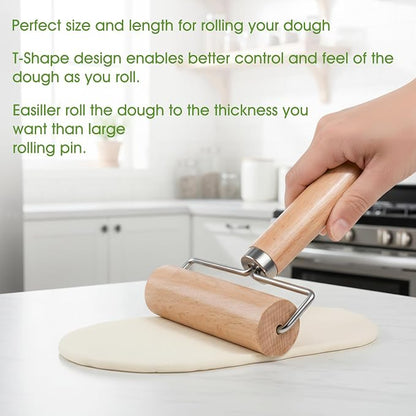 LorisArm Small Rolling Pin with Handle, Wooden Dough Pastry Roller, Non-Stick Pizza Rollers, mini Dough Wood Roller for Home Kitchen Baking Cooking
