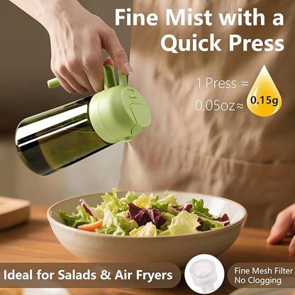 SWEET VIEW Olive Oil Dispenser and Oil Sprayer – 16oz/470ml Glass Light-Proof Oil Pourer for Kitchen Air Fryer, Cooking, Salad, and BBQ, with Stickers
