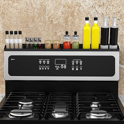 Foeacry Magnetic Stove Top Shelf 30"/15", 2-Piece Silicone Over the Stove Shelf Spice Rack & Spice Organizer — Heat Resistant, No Drill Kitchen Storage Organizer for Gas & Electric Stoves