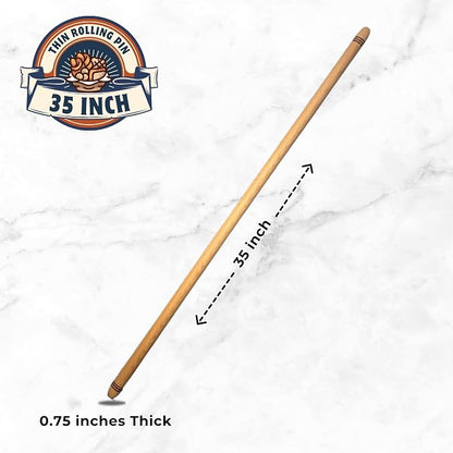 35 Inch (90 cm) Oklava Extra Long Rolling Pin for Baking, Mattarello Rolling Pin for Manti Ravioli Pasta Turkish Baklava dough Tortilla, Handmade Wooden