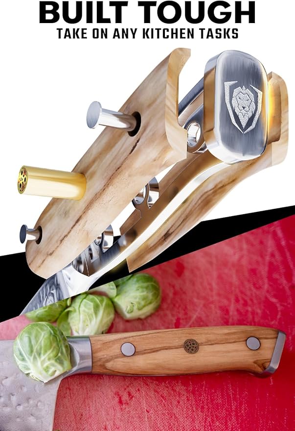 Dalstrong Chef Knife 8 inch Blade - AUS-10V Japanese Steel - Full Tang - Olive Wood Handle - Chef's Knife - Shogun Series - Razor Sharp Kitchen - Professional Premium Sheath