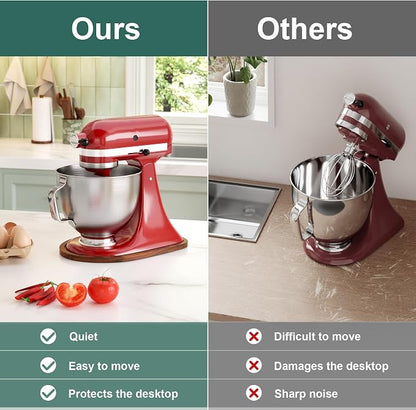 GuanQiao Food-Grade Bamboo Slider for KitchenAid 4.5-5 Qt Tilt Head Stand Mixer, Appliance Sliding Mat for Kitchenaid Artisan, Kitchen Countertop Storage Accessories Mixer Moving Tray Attachments