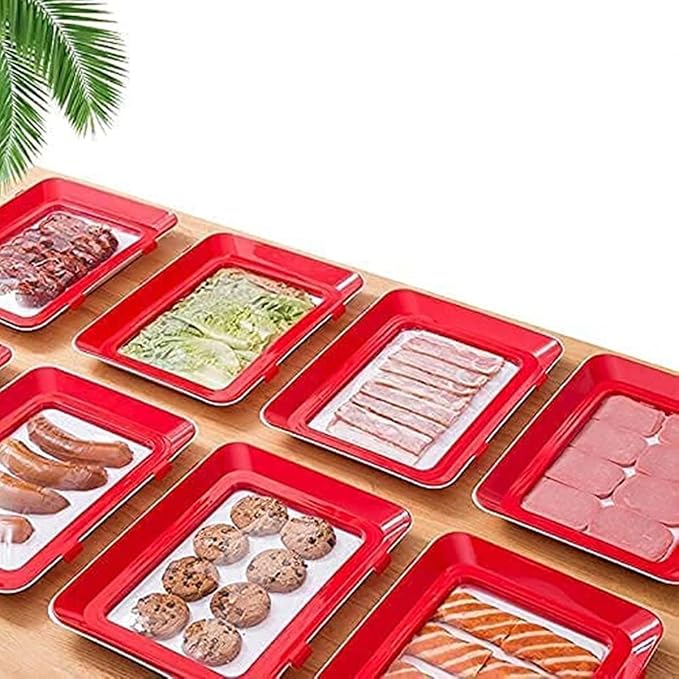 Plastic Food Preservation Trays for Storing Vegetables, Fruits, and Meat, Keeping Them Fresh, Stackable and Reusable Creative Food Preservation Trays (2 Pieces)