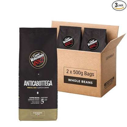 Caffe Vergnano Antica Bottega Whole Bean Coffee 3.3 lb (Pack of 3) - Medium Roast Arabica Espresso Beans, Italian Coffee with Chocolate Notes - For Coffee Maker, French Press Espresso Maker, Moka Pot