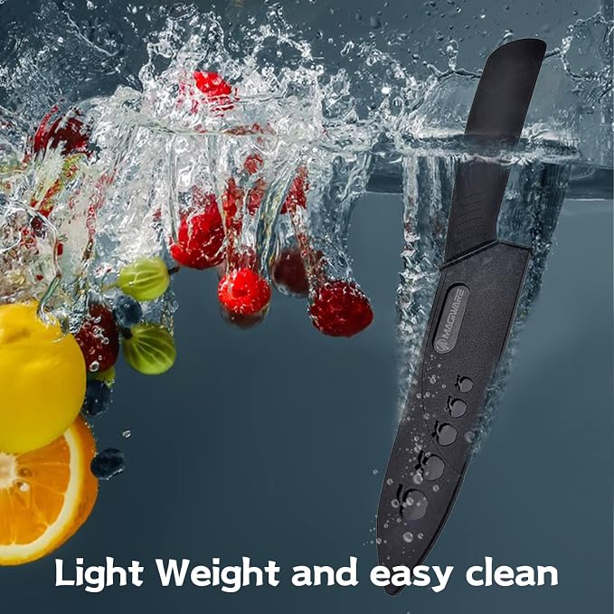 Magiware 5-Piece Chef Ceramic Knife Set (4 Ceramic Knives 4 Blade Guard and 1 Peeler), Never Rust Never Oxidize Food Stain Proof