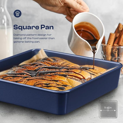 Baking Pans Set 8-Piece Bakeware Sets, Baking Sets for Cooking Nonstick Oven Pan Set, Baking Sheet Set, Cookie Sheets for Baking, Muffin Pan, Ceramic Coated Blue
