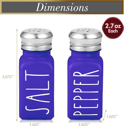 Purple Salt and Pepper Shakers Set by Brighter Barns - Modern Farmhouse Kitchen Decor and Accessories - Cute Salt and Pepper Set - Glass Shakers & Stainless Steel Lids for Home, Restaurants (Purple)