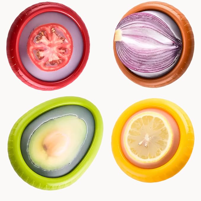 Silicone Fruit and Vegetable Anti-Oxidation Storage Box, Fresh Pods For Storage, Avocado Saver For Fridge, Set of 4 Reusable Storage Containers for Fridge, Fresh Pods