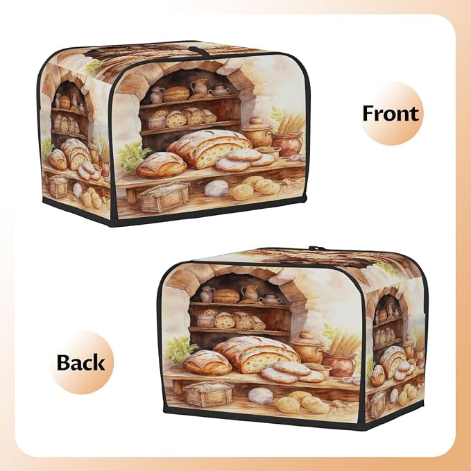 Toaster Cover 4 Slice Wide Slot Bread VintageBread Toaster Oven Dustproof Cover Small Appliance Kitchen Covers Dust and Fingerprint Protection for Women Gift 4 Slice