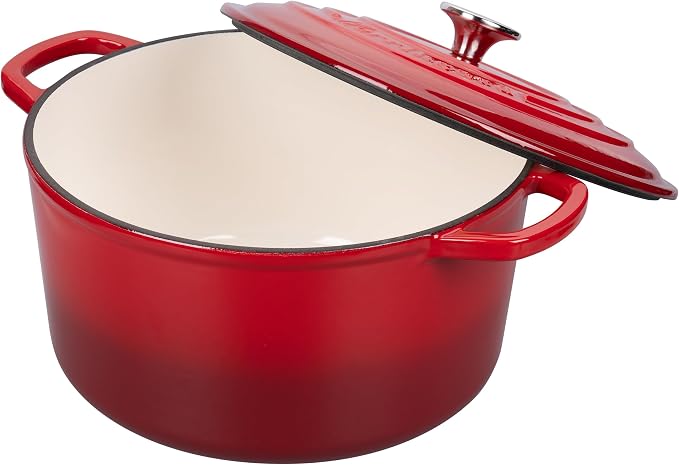 VORRINGARD Enameled Cast Iron Dutch Oven Pot with Lid, for Sourdough Bread Baking, Round Dutch Ovens, 4.5 Quart, Red