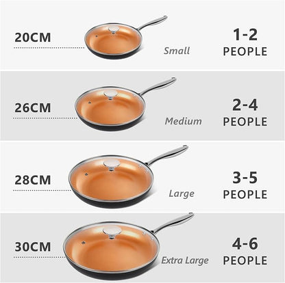 MICHELANGELO 12 Inch Frying Pan with Lid, Nonstick Copper Frying Pan, Non Stick Ceramic Skillet with Lid, Large Copper Pan Non-Stick, Induction Compatible