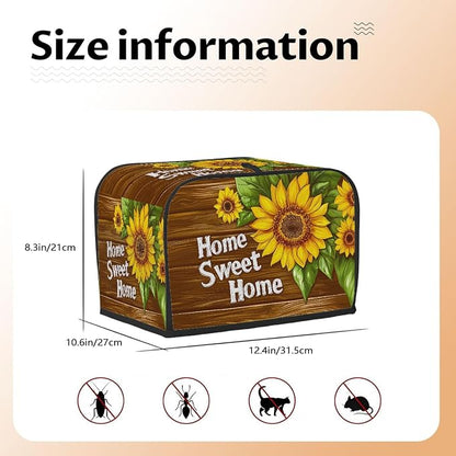 Flower Sunflower Toaster Cover 4 Slice Wide Slot Washable Toaster Covers | Painting Art Dust and Fingerprint Protection Bread Maker Covers for Kitchen Accessories Decor Bakeware Women Gift