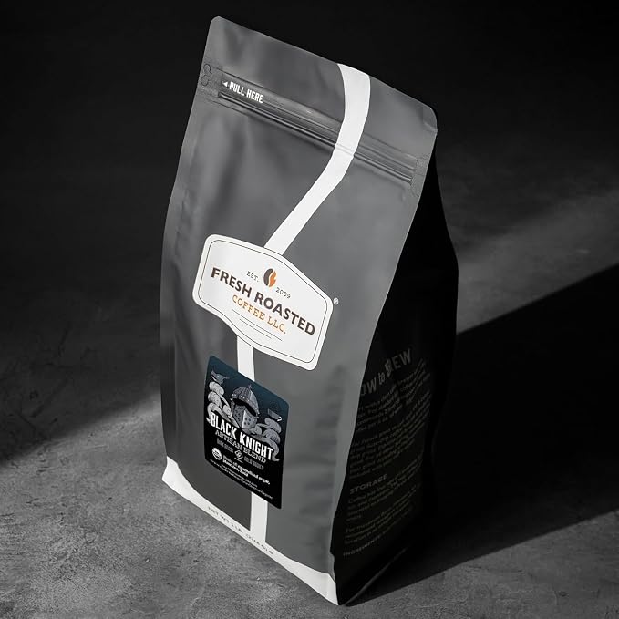Fresh Roasted Coffee, Organic Black Knight Whole Bean Coffee, Dark Roast, USDA Organic, Kosher, 5 lb (80 oz)