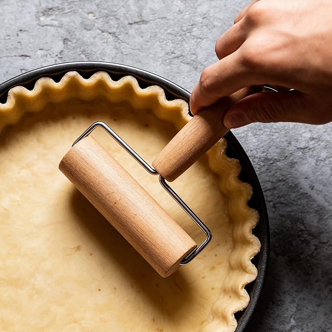 JJUNW Small Rolling Pin, Pizza Dough Roller, Non Stick Wood Pastry Roller, Dough Baker Roller Set for Home Kitchen Baking Cooking(4.4in, 2.87in)