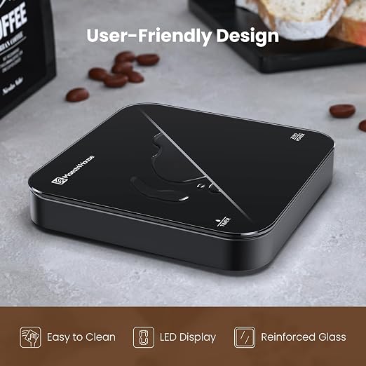Maestri House S2 Espresso Coffee Scale with Timer, USB-C Rechargeable 2kg/0.1g Precision Shot Scale, Digital Scale for Espresso Brewing(Black)