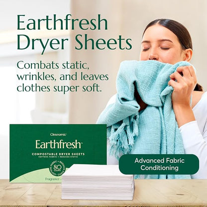 Cleanomic Food Storage Bags (4 Sizes), 13 Gallon Trash Bag, Earthwash Detergent Sheets, and Earthfresh Softener Sheets Bundle